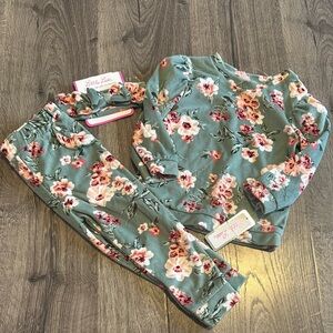 Little Lass Floral Pajama- Teal and Pink 24m Girls